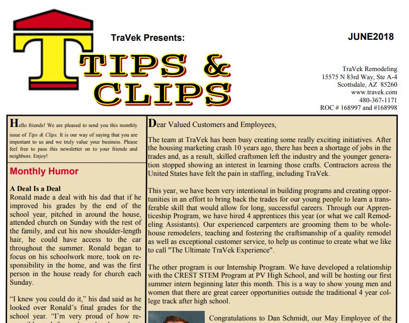 TraVek Inc Tips and Clips Newsletter May 2018