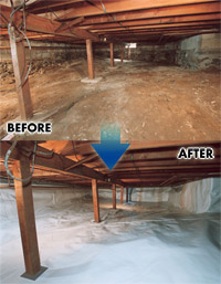 CleanSpace Crawl Space Encapsulation System before and after